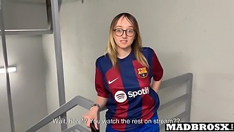 Barcelona Fan Gets Doggy Style Fucked By Psg Fans In The Stadium Corridors!